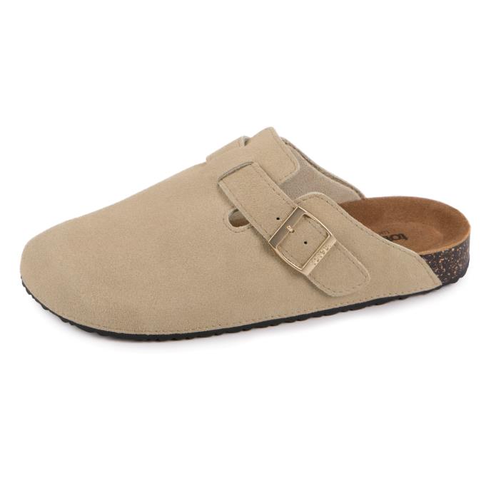 totes® Ladies Suede Clog Sand Extra Image 1